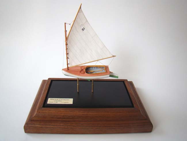 A highly detailed scale model of a 1923 Beetle Catboat made by Cape Cod model boat builder Tom Lauria — image 2